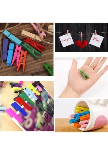 Kırmızı X100pcs-parti Noel Doğal Not Kırtasiye Po Kağıt Peg Dekor Ev Düğün 25mm Dıy Klipler Mini Clothespin Ahşap Renkli