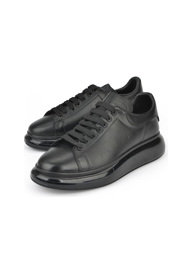 Ziya, Erkek Hakiki Deri Sneaker 143423z120 Siyah Siyah