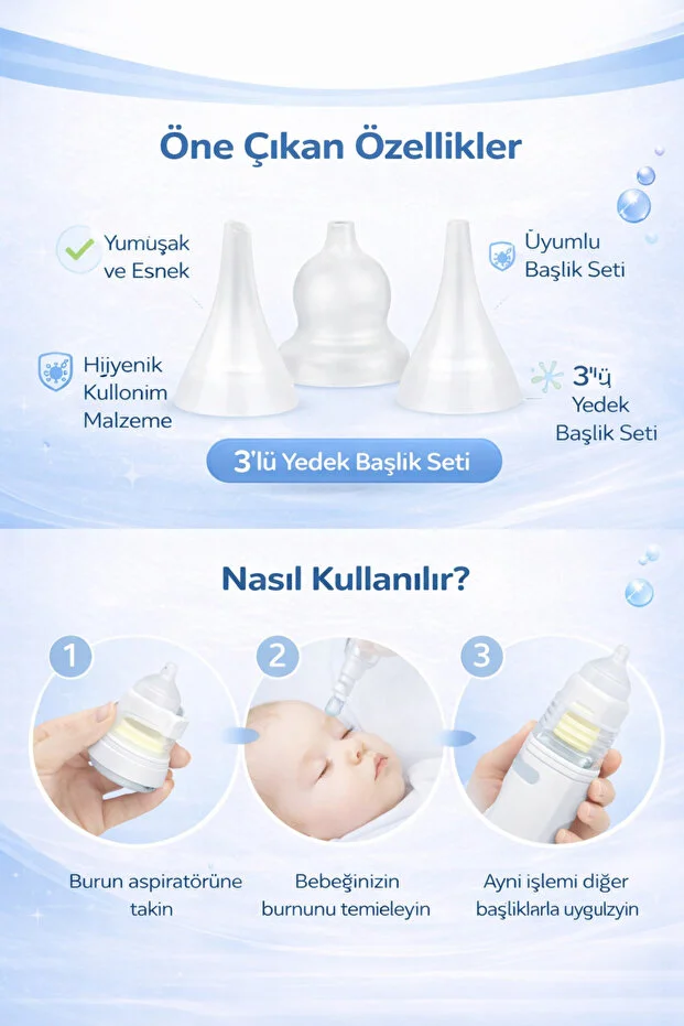 Babyforce Bf-45 Burun Aspiratör Uyumlu Yedek Başlık 3 Lü Set