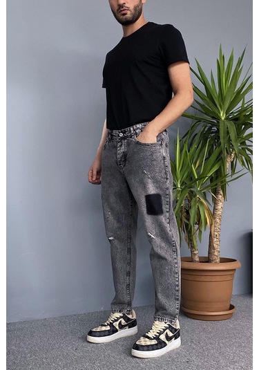 Yırtık Detaylı Antrasit Kot Pantolon Antrasit