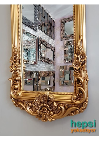 Klasik Model Altın Renk Varaklı Boy Aynası Altın