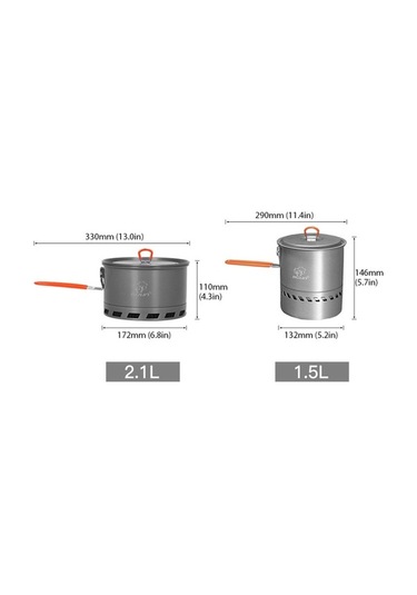 Createtech Skycity Renkli Yürüyüş Ve Kamp Tenceresi 1.5/2.1l Seyahat Seti - Hava Açık Çok Renkli
