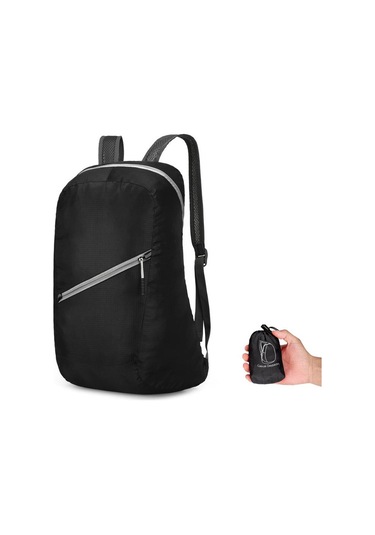 Siyah Taşınabilir Katlanabilir Seyahat Sırt Çantası Hafif Spor Sırt Çantası Çok Fonksiyonlu Açık Dağcılık Çantası Unisex Su Geçirmez Sırt Çantası Siyah