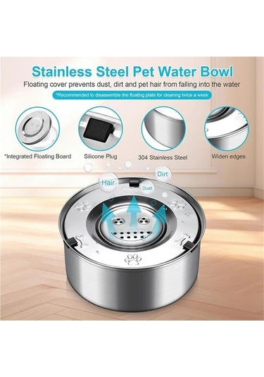 Jıalan 3l Paslanmaz Çelik Köpek Yüzen Kase, Hiçbir Dökülme