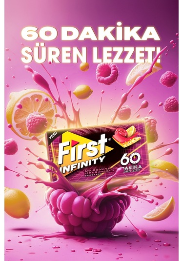 First Infinity 60 Dakika Ahududu & Limon Aromalı Şekersiz Sakız 12'li