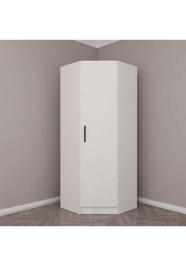 Kale Tek Kapaklı Köşe Zincir Dolap Beyaz - 190cm Beyaz