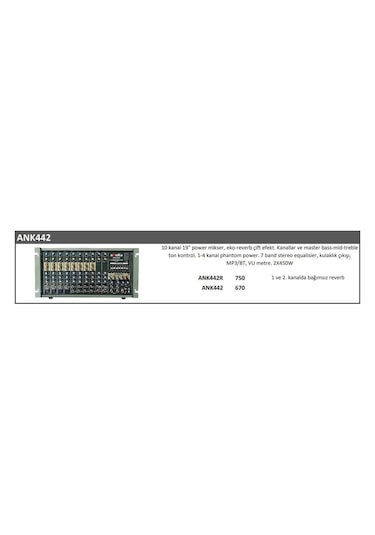 Atak Ank442 Eko Reverb Usb 2x450 Watt Power Mikser Anfi
