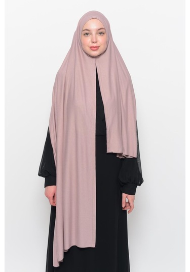 Hazır Pratik Geçmeli Lüks Düz Penye Şal Çapraz Hizalı Pudra