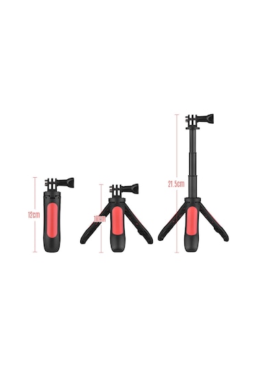 Springsun Kırmızı Mini Tripod Ve Selfie Stick, Su Geçirmez Kılıfı Olan Tüm Spor Kameraları İçin Uygun Gopro, Yi, Sjcam