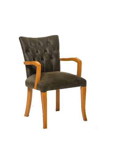 Sandalye Zus160 YARIM KOLÇAK Model Kayın Retro Ayak Doğal renk Babyface kumaş kapitone El Yapım