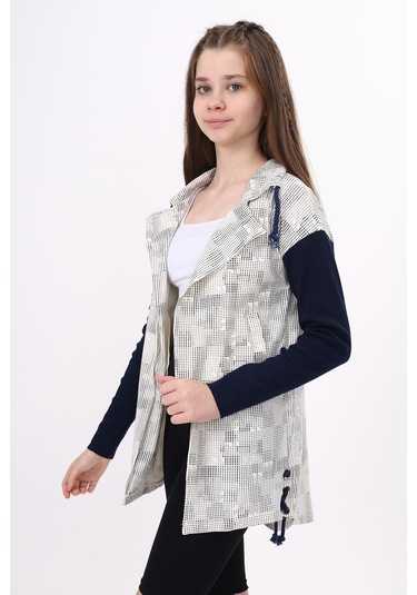 Toontoy Kız Çocuk Komple Baskılı Hırka Ekru