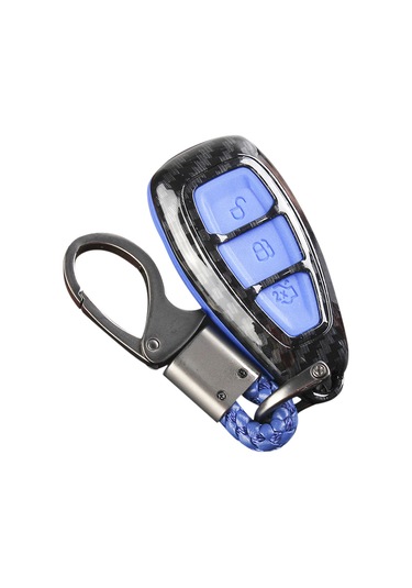 Suofeng Ford福克斯/c-max/kuga通用3键硅胶钥匙套 碳纤蓝 Uv涂层 带钥匙扣 保护壳