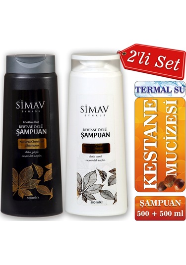 Simav Synaus Kestane Özlü ve Termal Sulu Şampuan Seti 2 x 500 ML