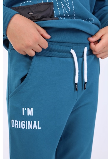 Toontoy Erkek Çocuk I Am Orıgınal Baskılı Eşofman Takım Petrol Mavi