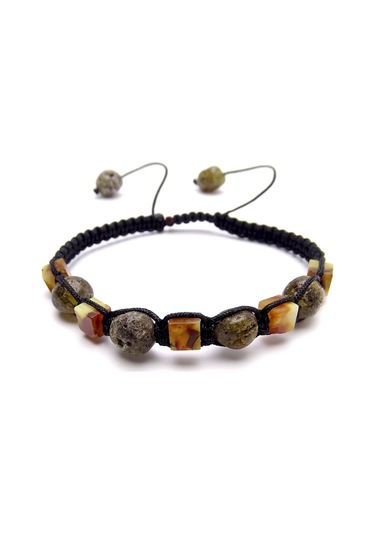Tesbih Rüyası İp Örgülü Doğal Taşlı Kehribar Bileklik Çok Renkli