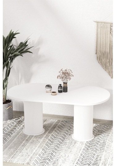 Avvio Kiev Ptt Lake Mdf Beyaz Ayakli 80x180 Mutfak Masasi Yemek Masasi Beyaz