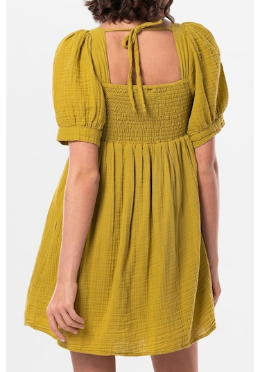 Kısa Kol Lara Kare Yaka Bağlama Detaylı Yazlık Müslin Elbise Yağ Yeşili Ygysl-yağ Yeşili Yeşil