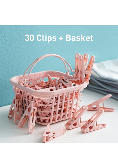 Sones Çok Amaçlı Çamaşır Mandalı Ev Plastik Sepet Çorap Klipsi 30 / Kutu Rastgele Renk