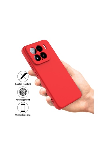 Xiaomi 15 İçin Düz Renk Sıvı Silikon Damlamaz Tam Kapsama Telefon Kılıfı Kırmızı