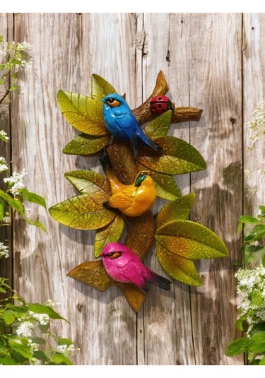 Dekoratif Canlı Renk Sevimli Kuşlar Figürlü Duvar Süsü Zarif Ev Ve Bahçe Dekorasyonu İçin Şık Aksesuar