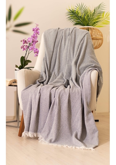 Tabu Home Dokuma Cozy Comfort Koyu Gri Tv Örtüsü