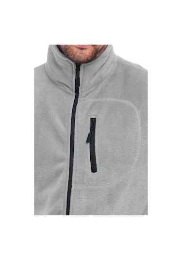 Genıus Store Erkek Polar Tam Fermuarlı 3 Cepli Outdoor Polar Ceket Tactical Flecee Polar-gns Gri