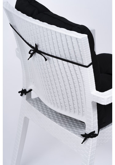 Altınpamuk Neva Pofidik Özel Dikişli Bağcıklı Arkalıklı Sandalye Minderi 44x88 CM Siyah