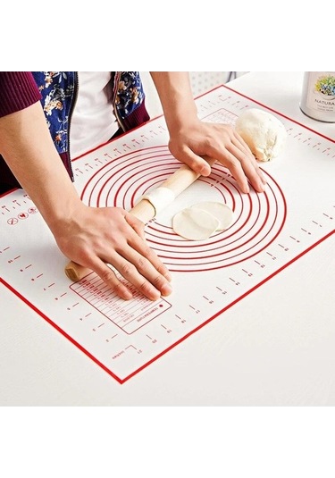 Novahub Kırmızı Silikon Pişirme Matı: 60x40cm - Pasta, Pizza, Hamur İşi İçin Mükemmel Hamur Yapışmaz Mat