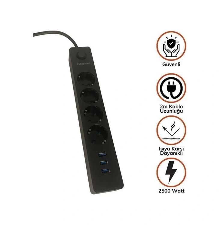İpek Yıldızı Termak Akım Korumalı 4 Priz 3 Usb Girişli Uzatma Kablosu Güç&şarj Diğer