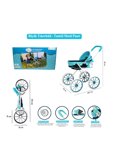 Puseti Metal Oyuncak Çocuk Puset Katlamalı Bebek Puseti