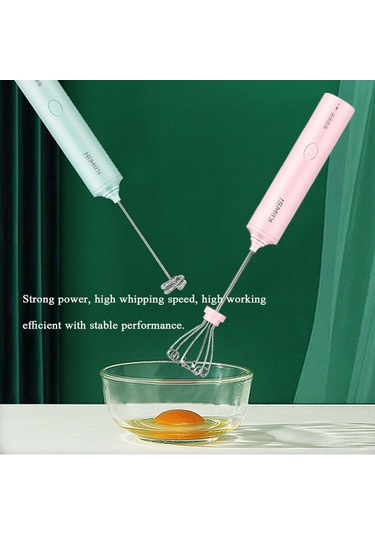 Hombey Halka El Tipi Elektrikli Mikser - 4 Hızlı, Kablosuz, Usb Şarjlı - Beyaz, Krema, Yumurta Karıştırıcı - Minik, Taşınabilir, Hamur Ve Kremalar İçin Yeşil