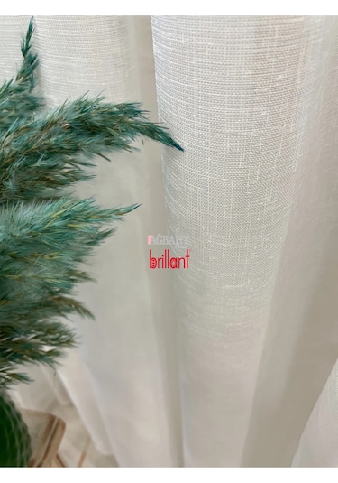 Tül Perde Brillant Ağır Gramajlı Keten Görünümlü Desen Ütü İstemez