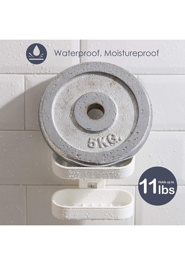 Xiyyadms Çift Katlı Emici Sabunluk - Banyo, Duş Ve Mutfak İçin Kuvvetli Yapışkanlı, Deliksiz, 5kg Taşıma Kapasiteli Beyaz