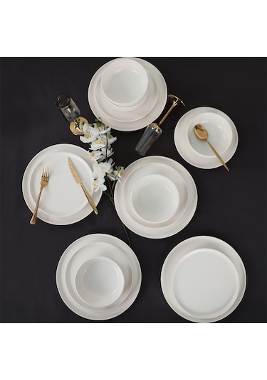 Keramika Nordic Mat Beyaz Yemek Takımı 18 Parça 6 Kişilik 022