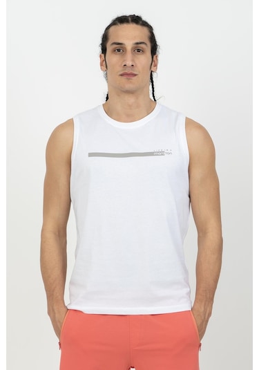 Maraton Sportswear Regular Erkek Bisiklet Yaka Kolsuz Basic Beyaz Atlet 21723-Beyaz