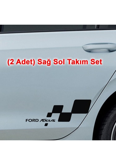 2 Adet Ford Focus Sticker - Kapı Altı Sticker - 40cm X 16cm - Siyah