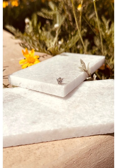 Kelebek Model Şık Tasarım Zirkon Taşlı Gümüş Renk Çelik Piercing Tragus Helix Stainless Steel