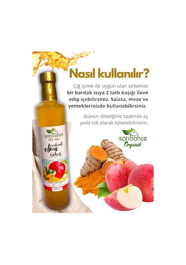 Zerdeçallı Elma Sirkesi 500 Ml 2'li Paket - Organik Doğal Fermantasyon