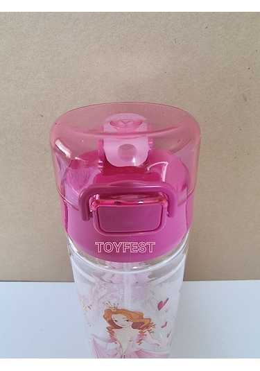 Pipetli Suluk Matara - Kilit Kapaklı Prenses Temalı - 500 Ml