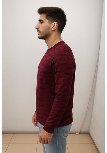 Axxel Erkek Bordo Sweatshirt-w1083 Bordo 2 İplik Şardonsuz