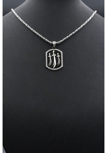 Hz. Ali Zülfikar Kılıcı 925 Ayar Gümüş Kolye Kral Zincir 2mm 902420 Gümüş