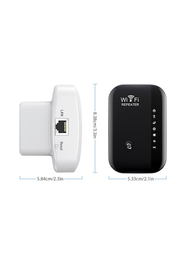 Youtek Mt02 Siyah Avrupa Tipi Wifi Göstergeci: 300m Genişletici, 7 Led Işık, Ap/röle Modları, 2.4ghz Kablosuz Sinyal Güçlendirici