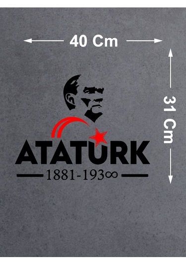 Atatürk Ve Ay Yıldız Sticker - Atatürk Yazısı Araba Oto Motosiklet Karavan Sticker - 00621 40x31 Cm