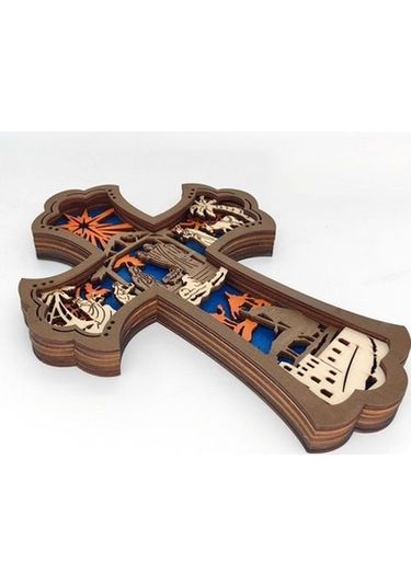 Lijinxu Ev Dekorasyonu Için Çapraz Askılı Kolye Ahşap Süs 22,6 Cm X 16,1 Cm X 2,2 Cm