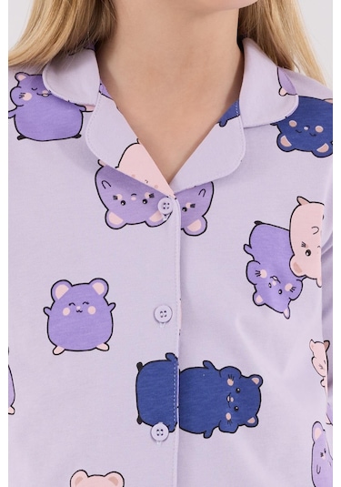 Rolypoly Kız Çocuk Gömlek Pijama Lila-1759 Lila