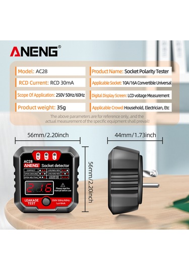 Lemestar Aneng Ac28 Siyah Amerikan Standart Soket Testeri - Polarity, Zero Fire Ground Kontrolü Ve Akıntı Tespiti İle Elektrik Güvenliği
