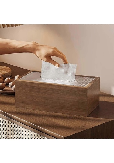 Ev Tezgahı Masası İçin Ahşap Yüz Mendili Kağıt Kutusu Kapağı