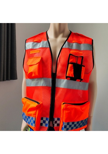 Cepli Ve Fermuarlı Yansıtıcı Güvenlik Yeleği Yüksek Görünürlüklü İnşaat Yeleği Erkekler Kadınlar İçin Nefes Alabilen İş Yeleği