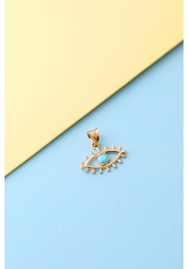 Miletkuyumculuk 14 Ayar Altın Kirpikli Gözlü Kolye Ucu