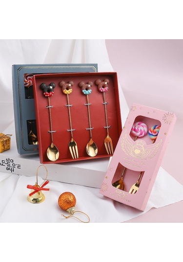 Küçük Kaşık Tatlı Çatalı Donut Kaşığı Lolipop Makaron Kaşığı Küçük Kaşık Fare Başlığı